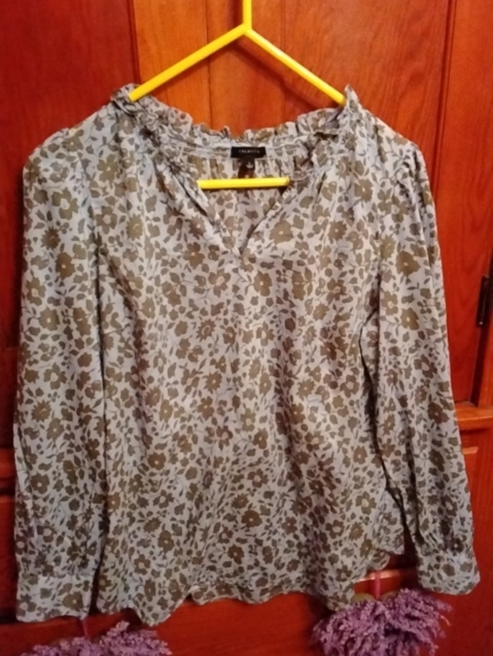 Light Blue Floral Long-Sleeve Women's Top By TALBOTS